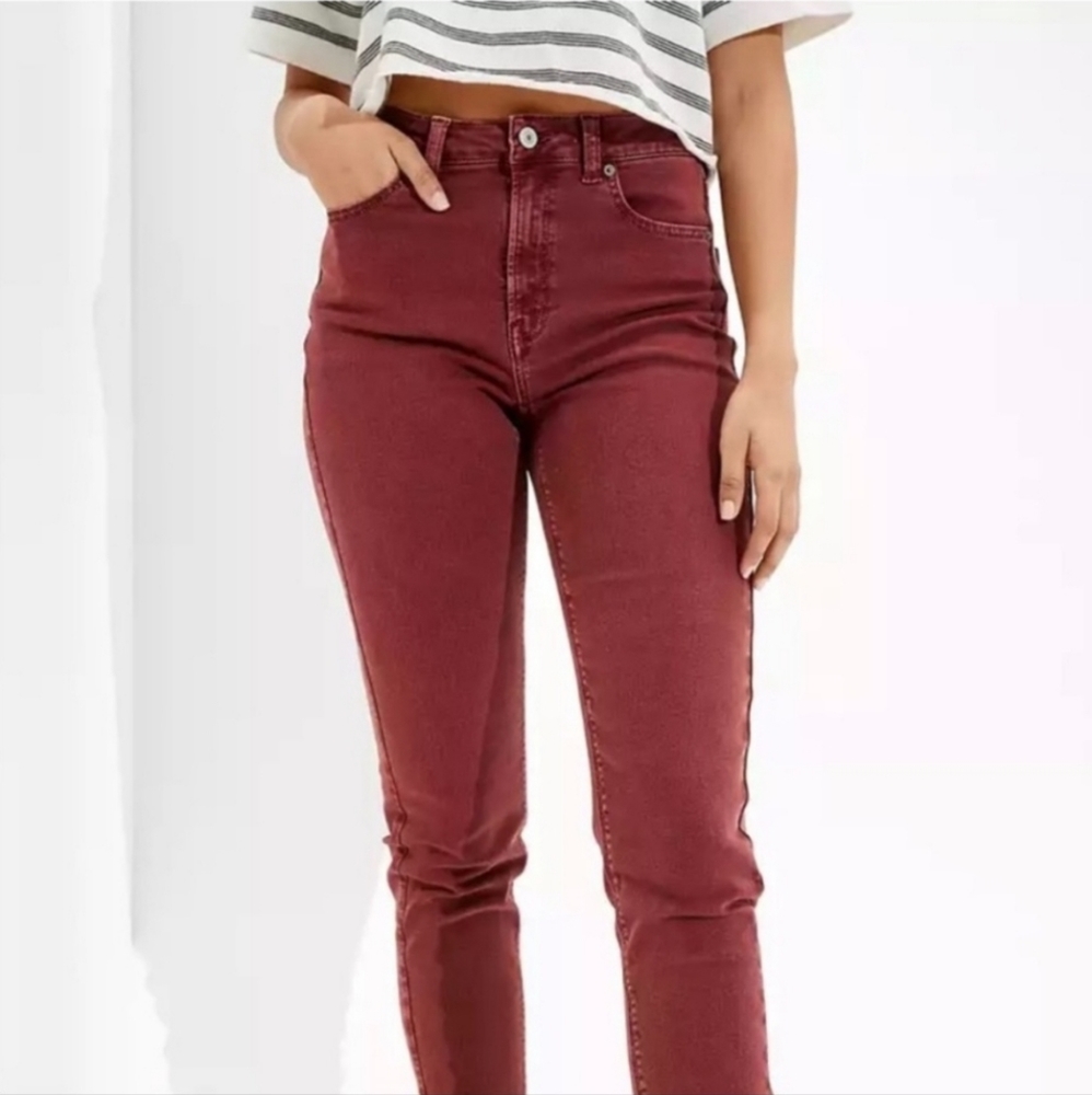 American Eagle Stretch Burgundy Mom Jean Size 18 NWT
